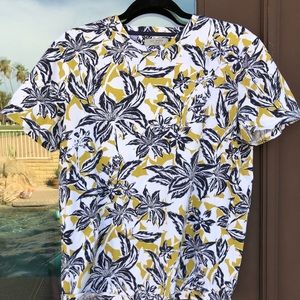 Ted Baker London Black and Gold Floral Print Tee UK3